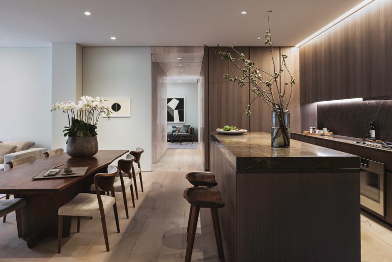 A modern kitchen with earthy neutrals.