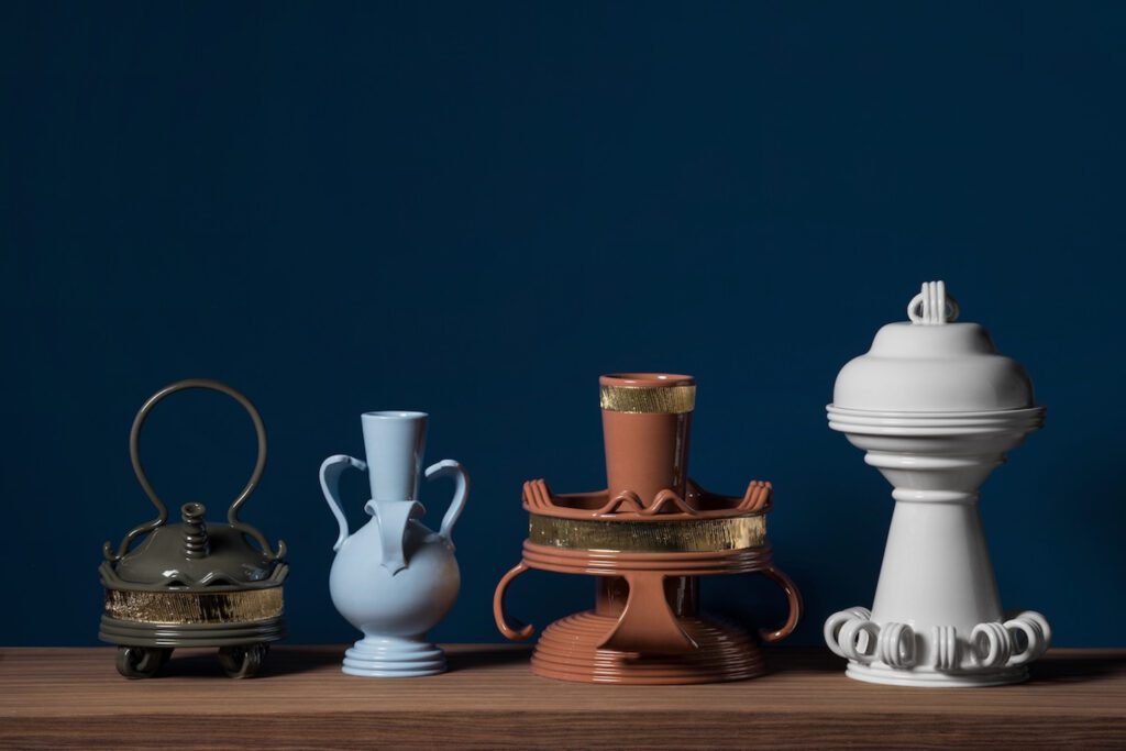 Ceramic vases in earth tones and subtle hues.