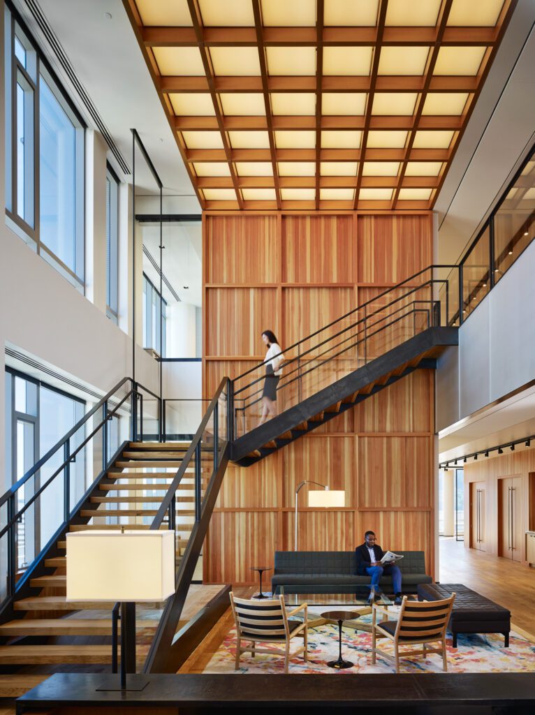 Stairwell at Stoel Rives LLP, Portland Headquarters. Photography courtesy of Eckert & Eckert.