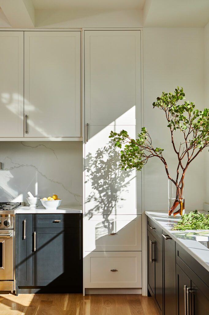 The light-filled kitchen of a New York residence by Laurence Carr Design and Jordan Rosenberg Architect. Photography by Kelly Marshall.