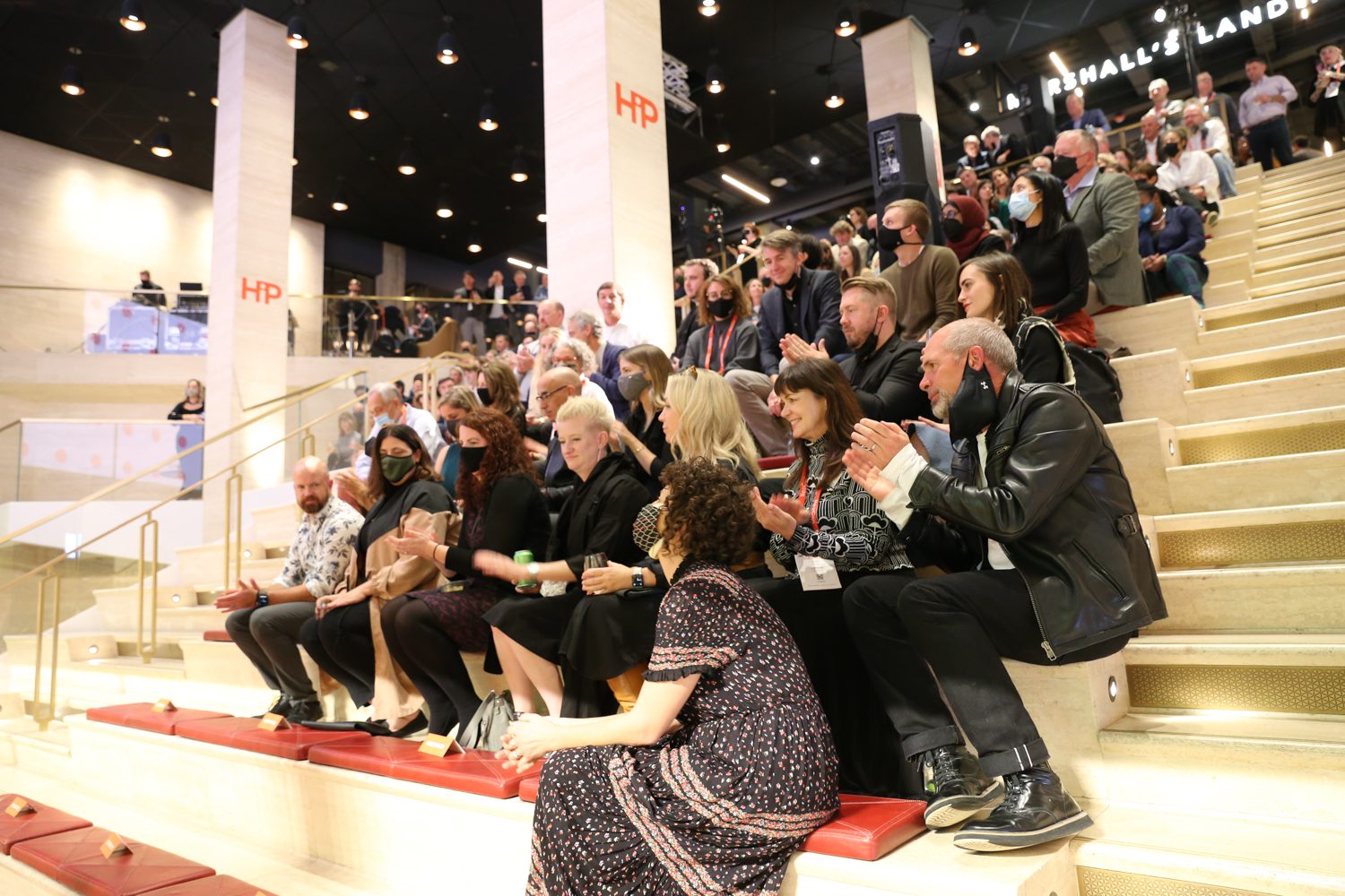 The crowd at the 2021 HiP Awards on the steps of theMART, including the creative and marketing team from Interface.