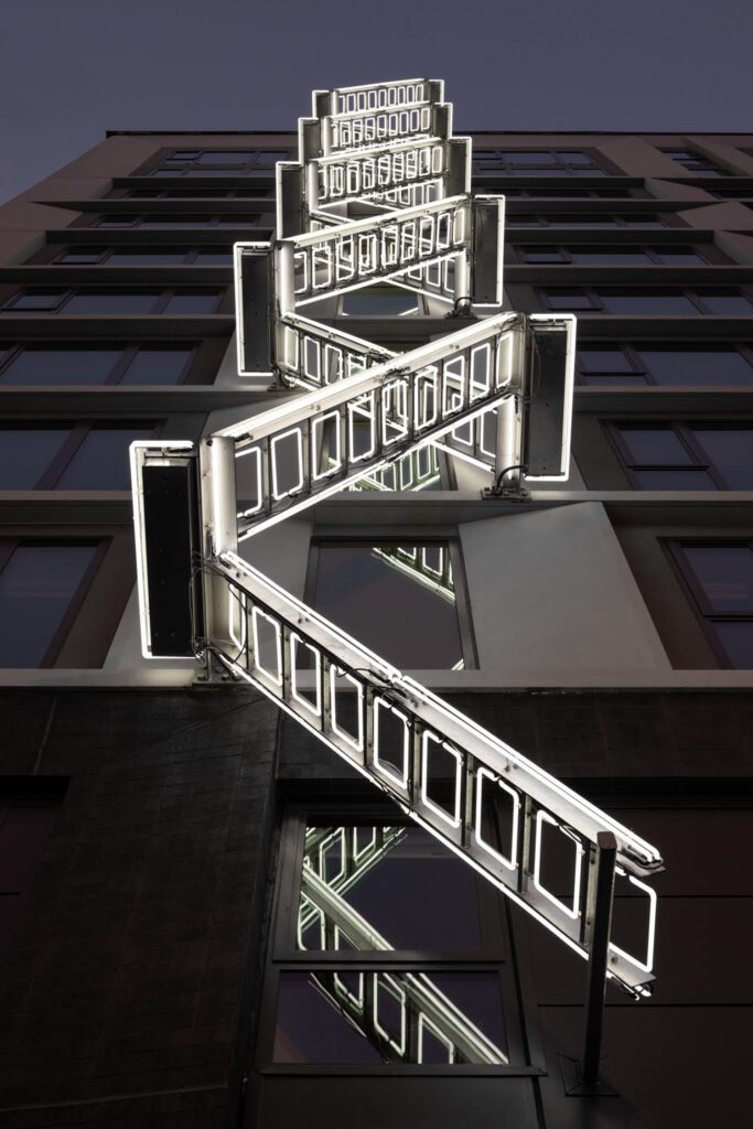 Ivan Navarro's The Ladder at 50 Jones Apartments at Market Street in San Fransisco, California is the residential category winner. Photography courtesy of Ivan Navarro.