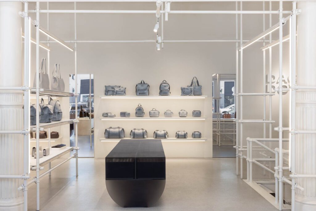 Dagne Dover's Soho boutique reflects the bag brand's mute color palette.