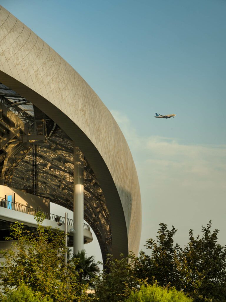 The stadium's proximity to Los Angeles International Airport mandated that seating be 100 feet below grade, requiring the excavation of some 7 million cubic yards of dirt. Photography by Nic Lehoux.