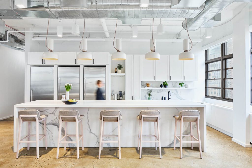 The office of Daily Harvest has an open-concept kitchen.