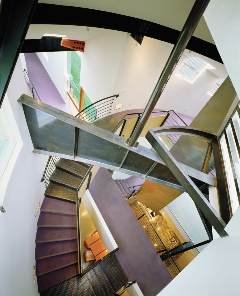 The central stairwell in Eric Owen Moss’s Lawson-Westen house (1993) in Los Angeles is like a gyroscopic orrery connecting the main rooms.