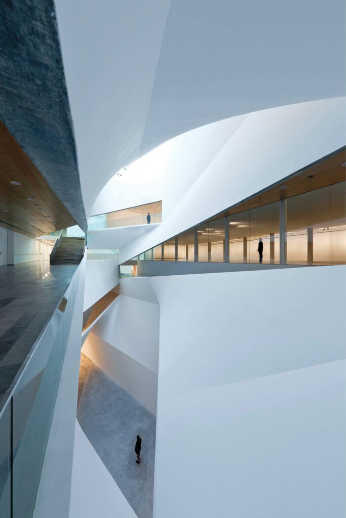 Lightfall is the torqued atrium at the center of the Herta and Paul Amir Building (2010), an addition to the Tel Aviv Museum of Art in Israel by Preston Scott Cohen.