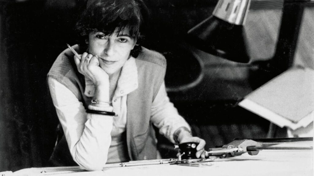 Italy’s first important postwar female architect and designer, Cini Boeri, photographed in her Milan studio. 