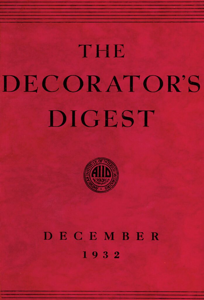 Interior Design, formerly the Decorator's Digest, December 1932 cover