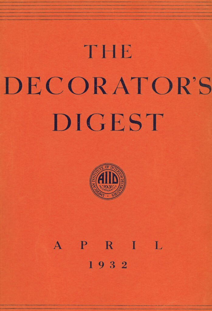 Interior Design, formerly the Decorator's Digest, 1932 Cover