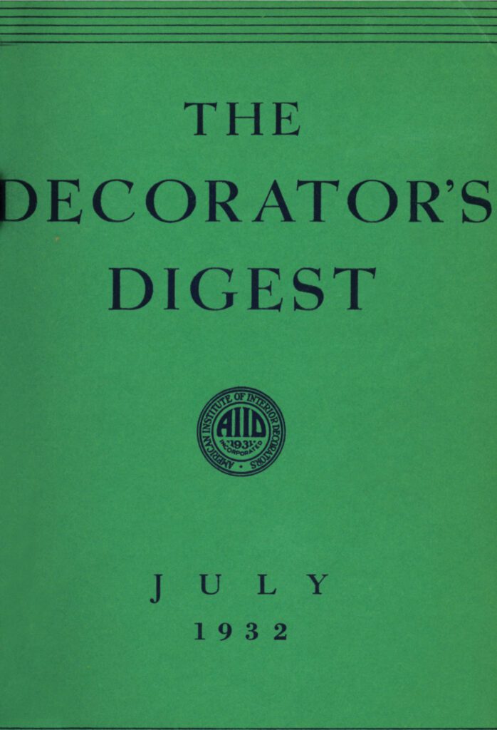 Interior Design, formerly the Decorator's Digest, July 1932 cover