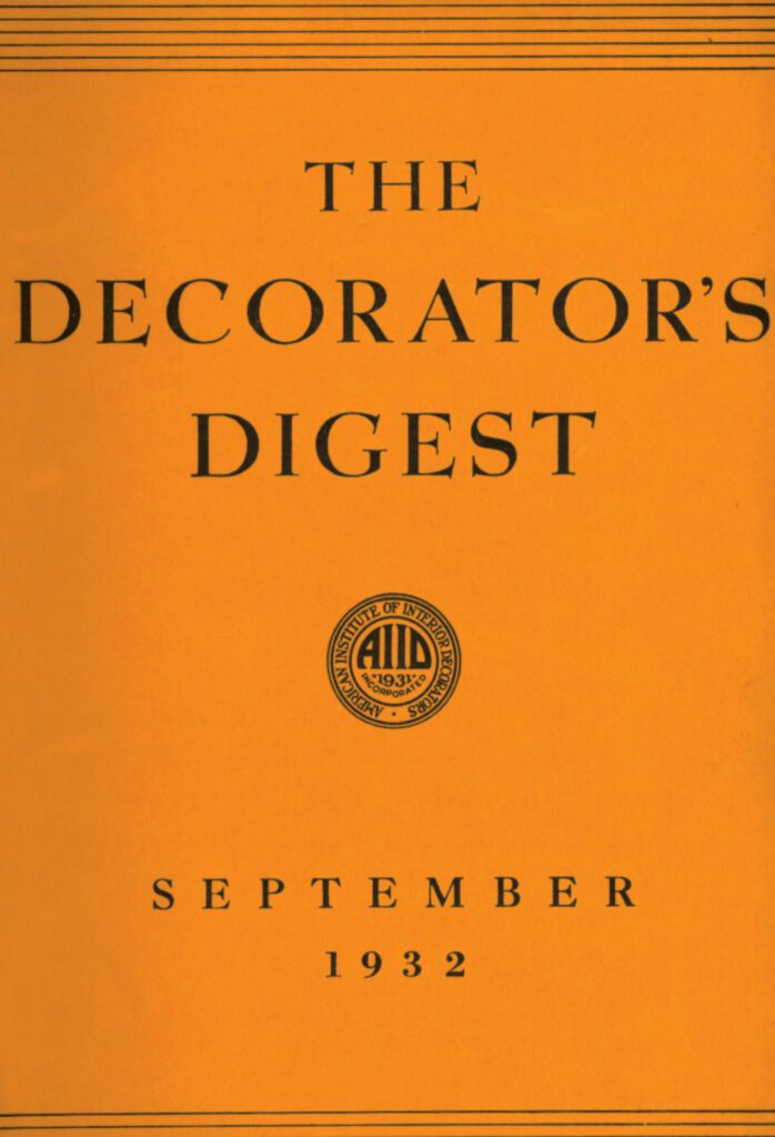 Interior Design, formerly the Decorator's Digest, September 1932 cover