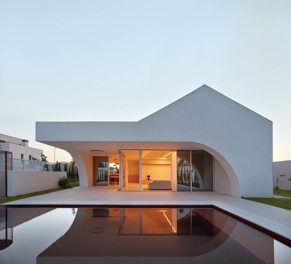 a geometric shaped exterior of a Spanish house