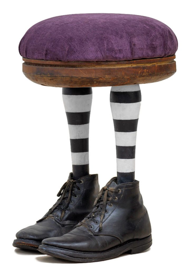 Uncle Louis Stool with Boots (1967), a signature combination of humor, theatricality, gender theory, and sculptural know-how.