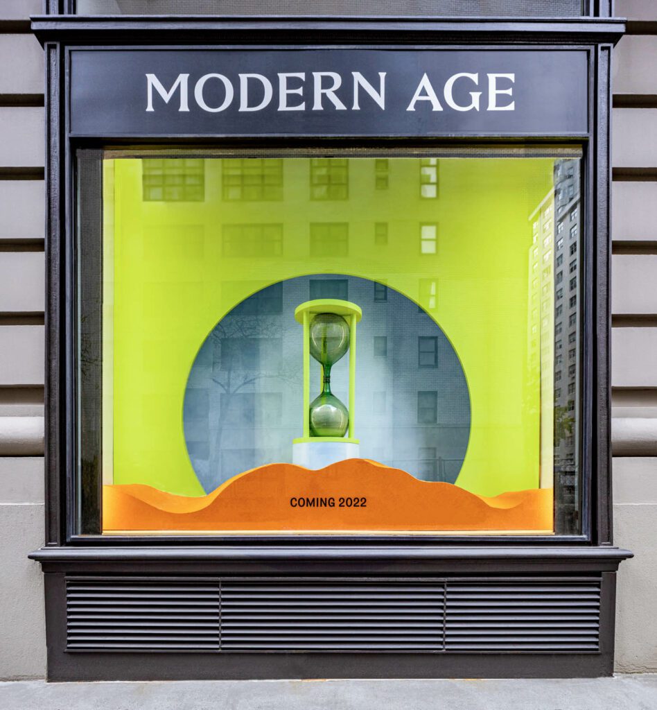 Modern Age, New York City, sand timer window display