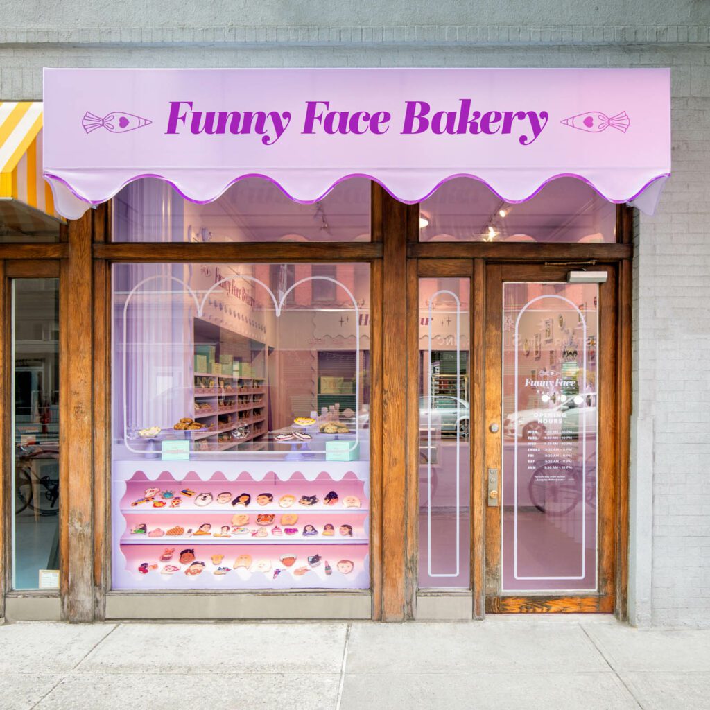 the entrance to Funny Face Bakery, New York City