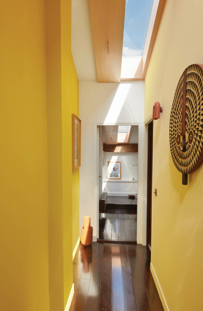 a yellow hallway