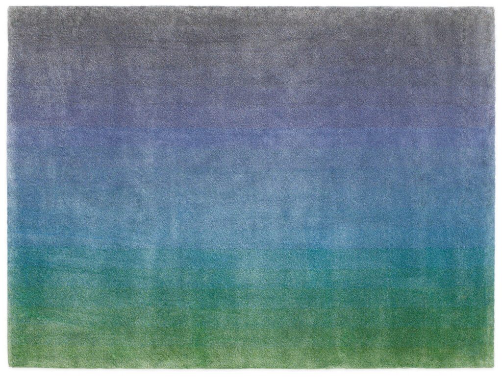 Field by Peter Saville for Kvadrat, green to blue gradient rug