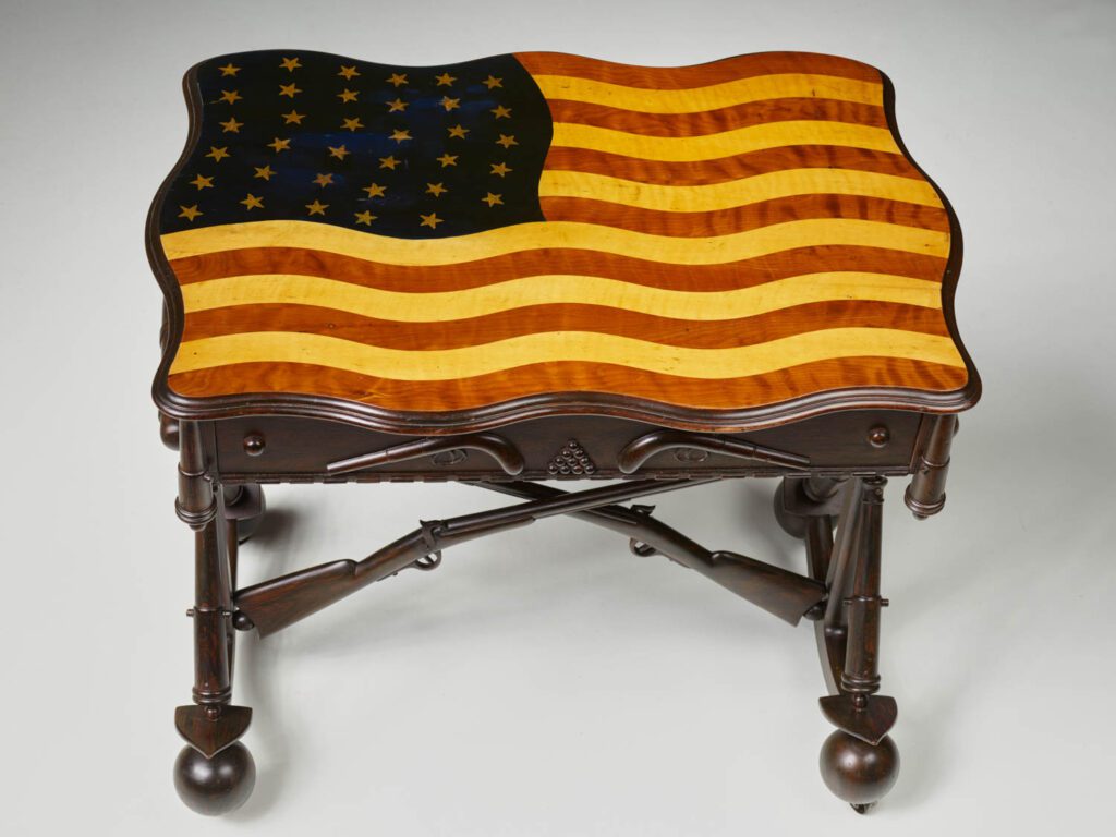 Painted and Inlaid Flag Table. 