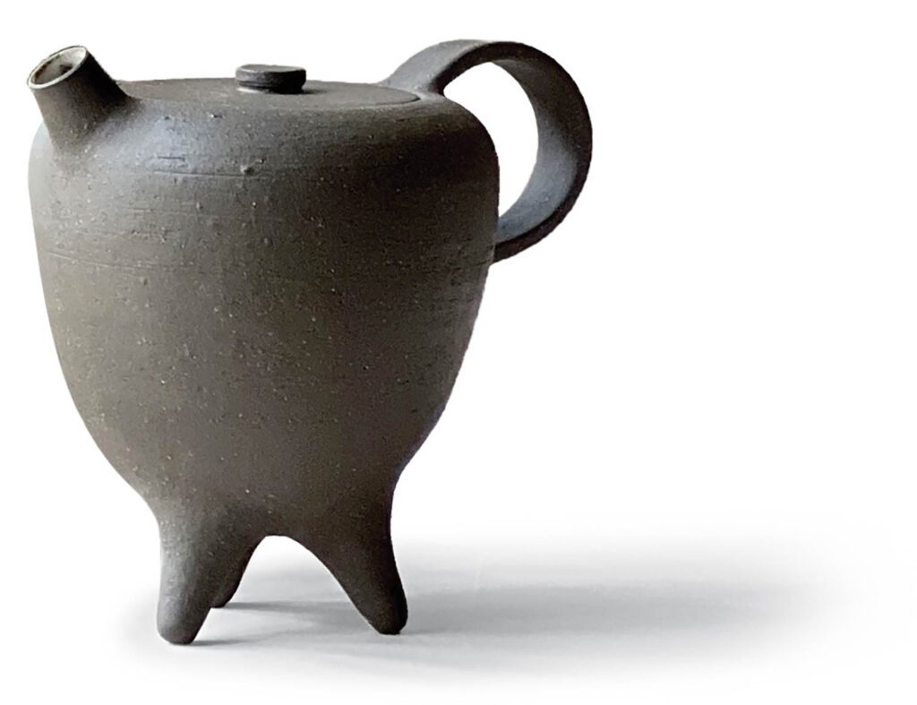 A ceramic teapot.