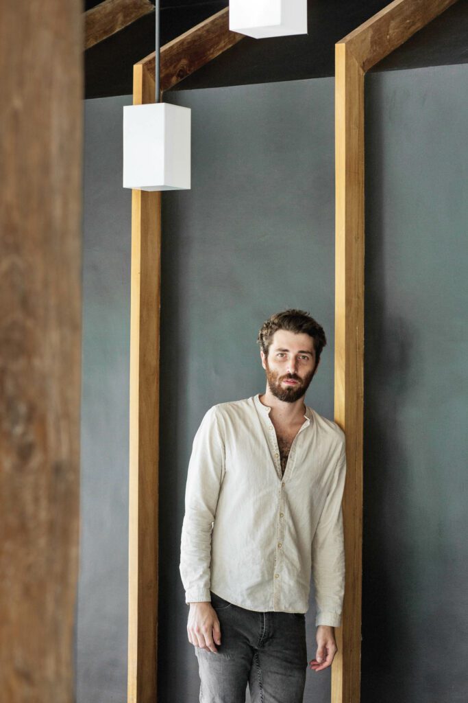 Eicke in the dining room with a custom pendant.