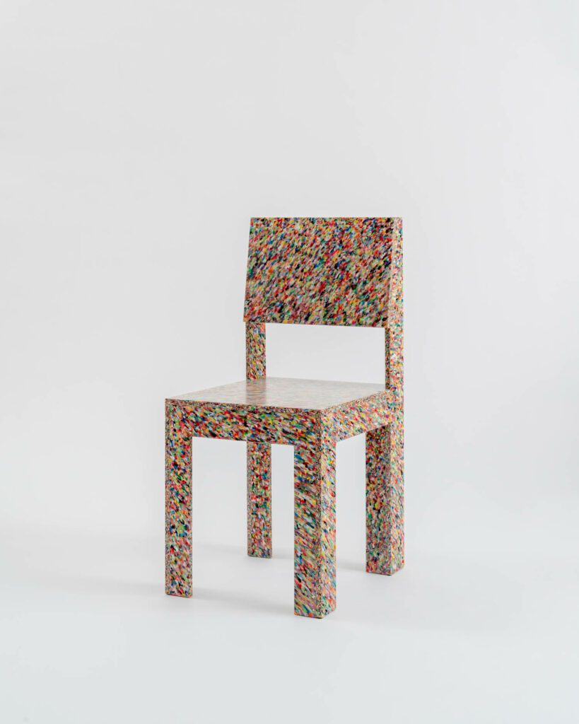 The rainbow confetti chair.