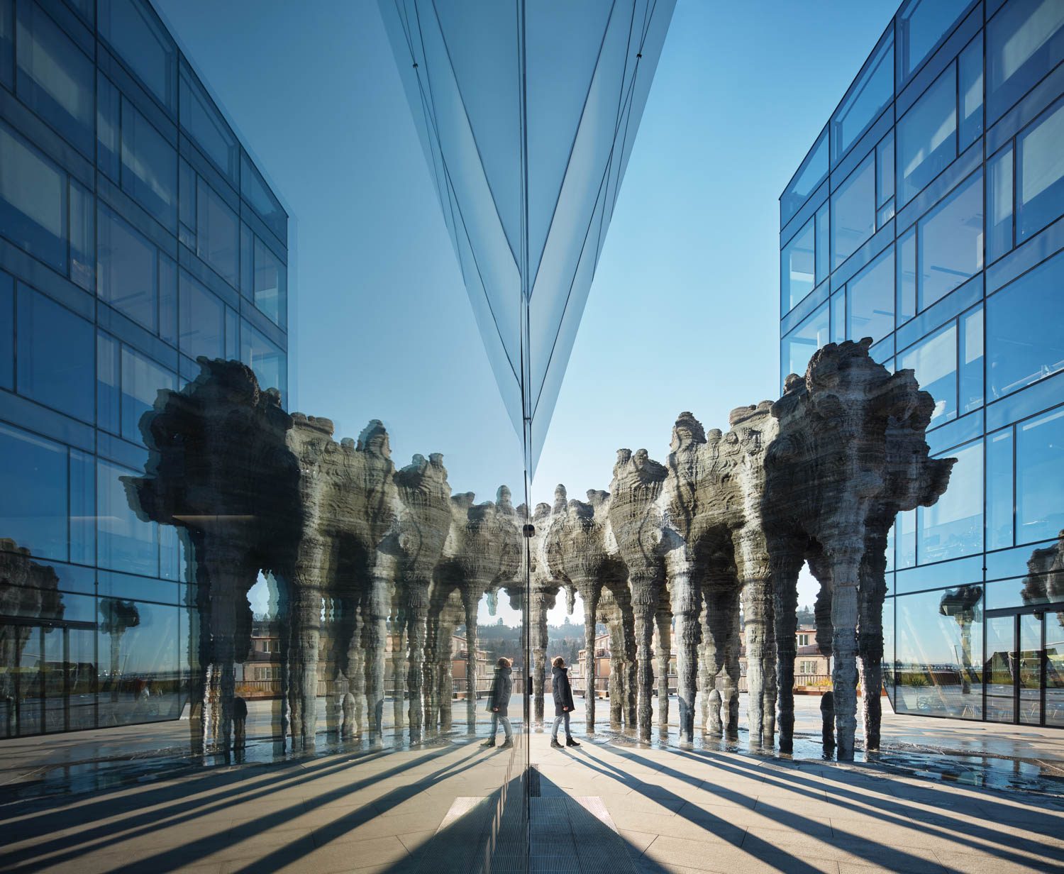 Aerial, a sculptural installation by Federico Díaz, guards entry to the Bor˘islavka Center, an office and retail complex in Prague by Aulík Fišer Architekti.