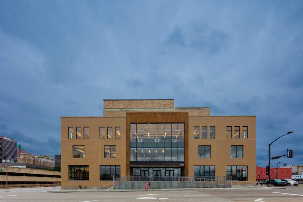 Although the 1930 art deco-style building’s north facade was a later addition, it now functions as the main entrance.