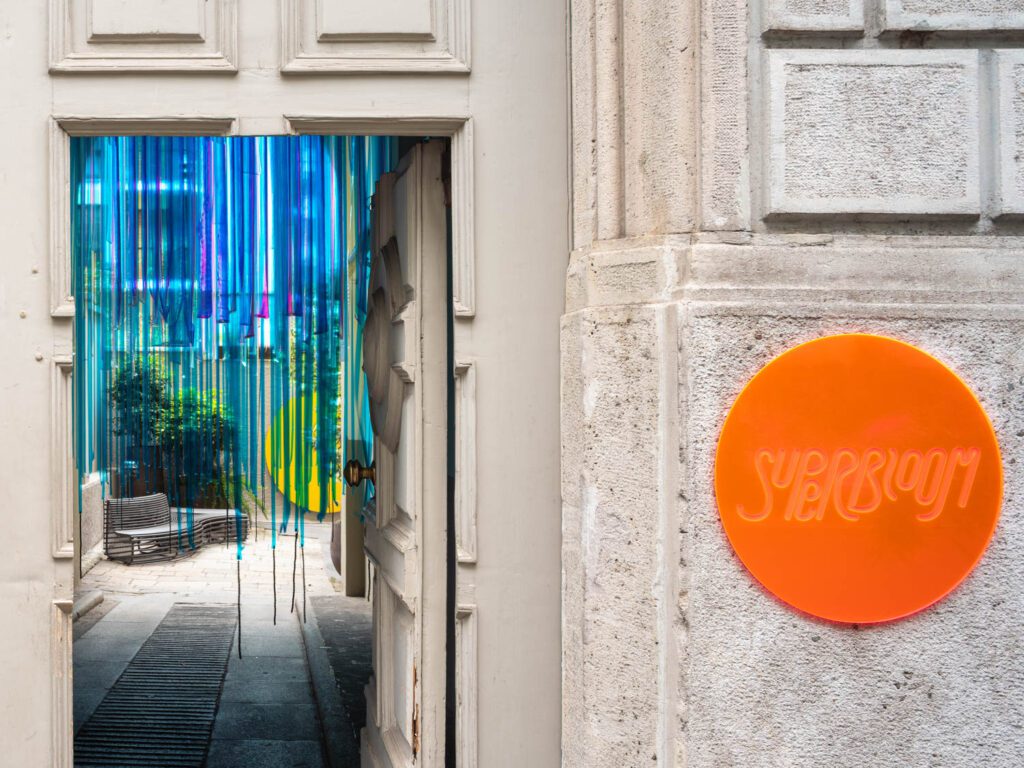 Entrance to the exhibition in the Porta Romana zone of Milan.