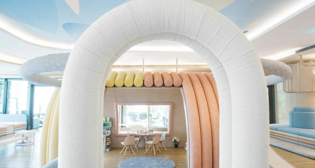 A learning center with rainbow arches 