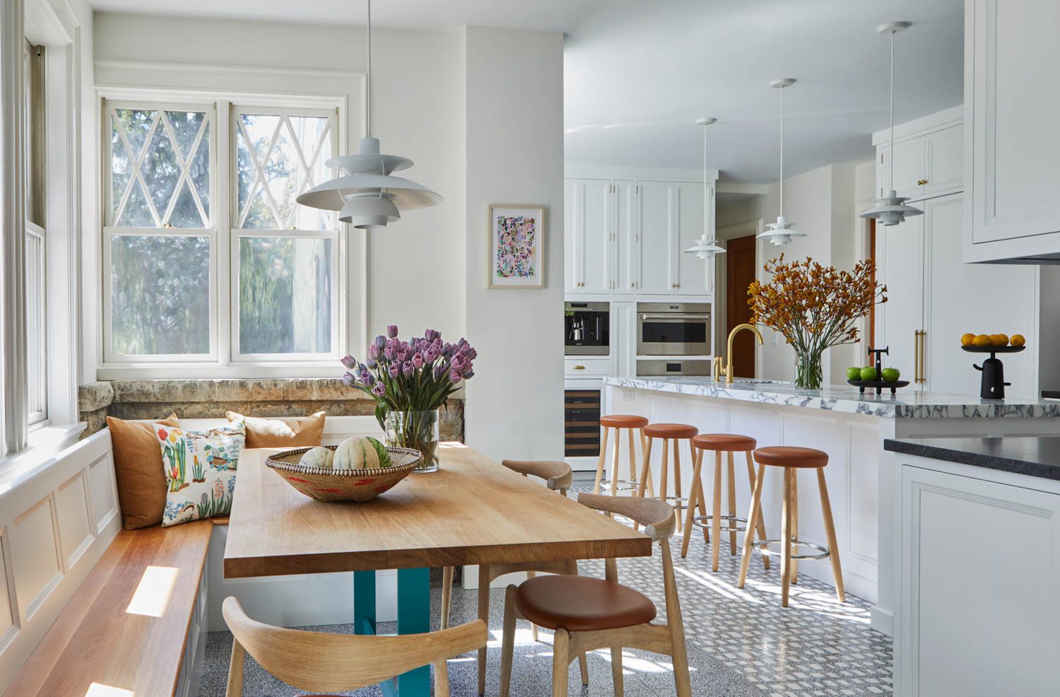 the dining nook in the kitchen