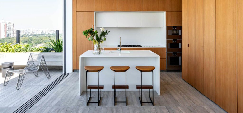 a white kitchen island