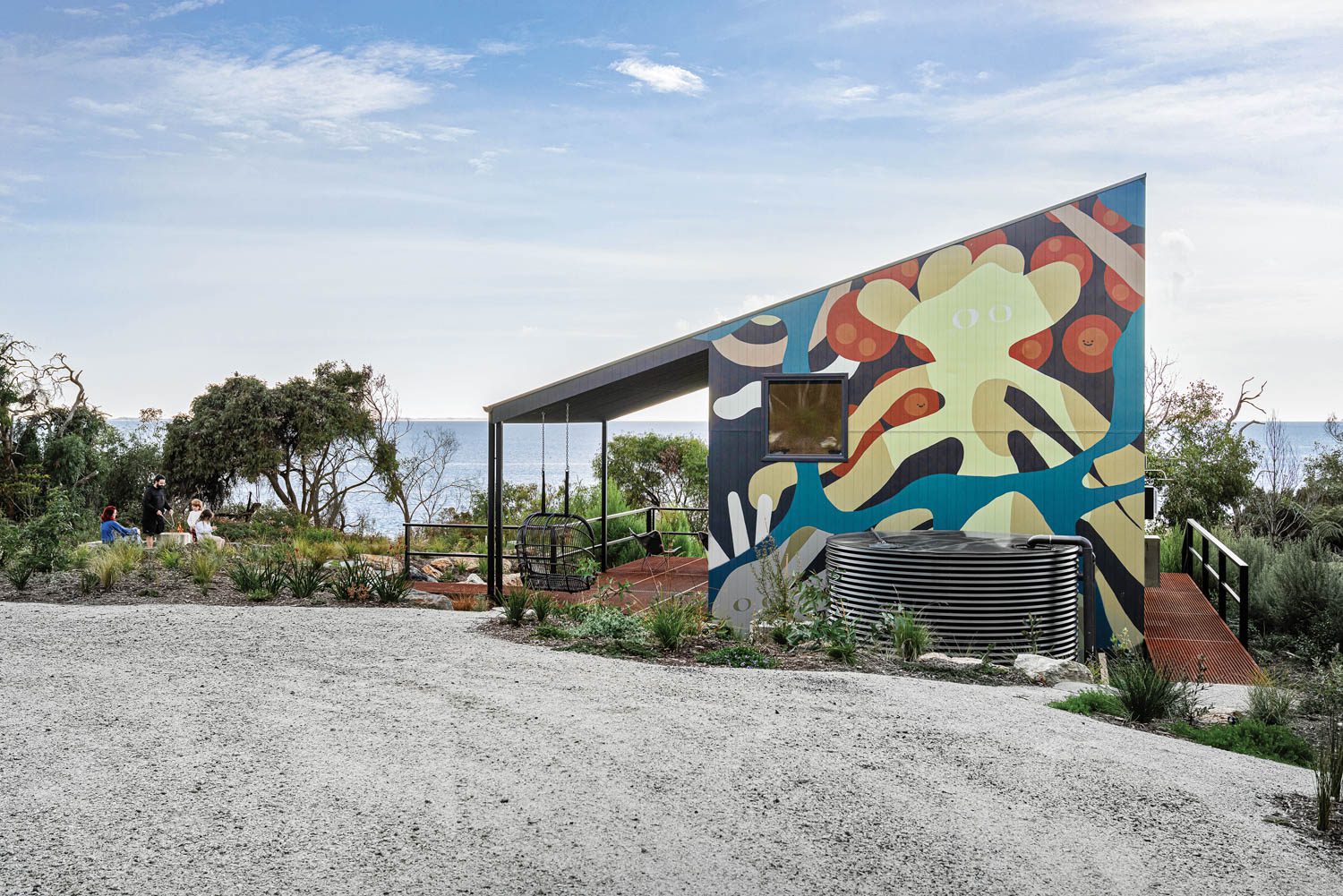 the mural exterior of the tiny house