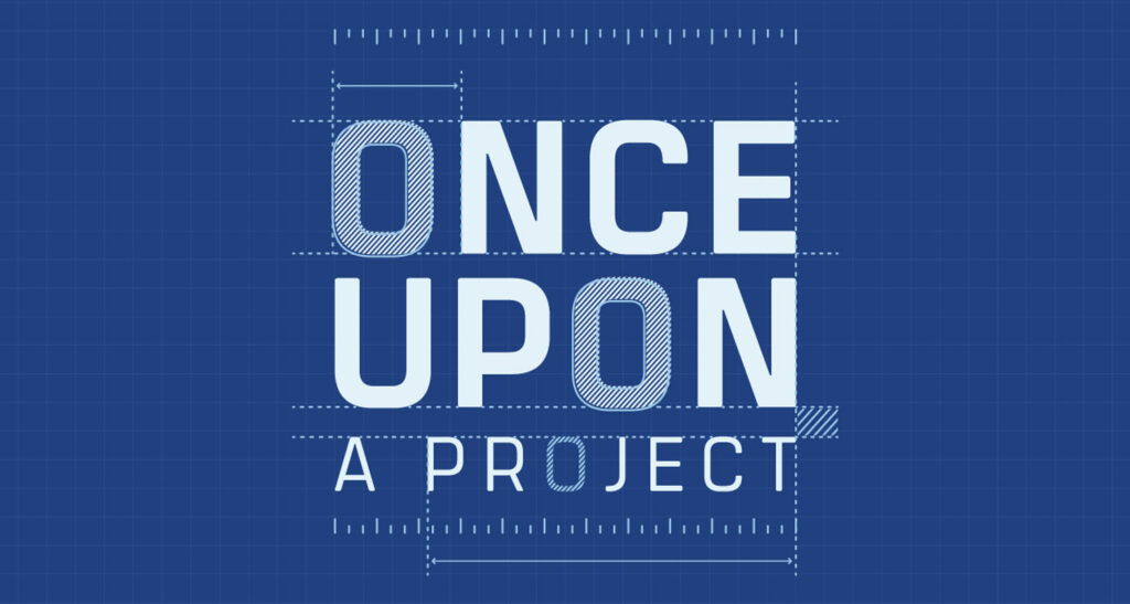 Once Upon A Project logo against a navy background