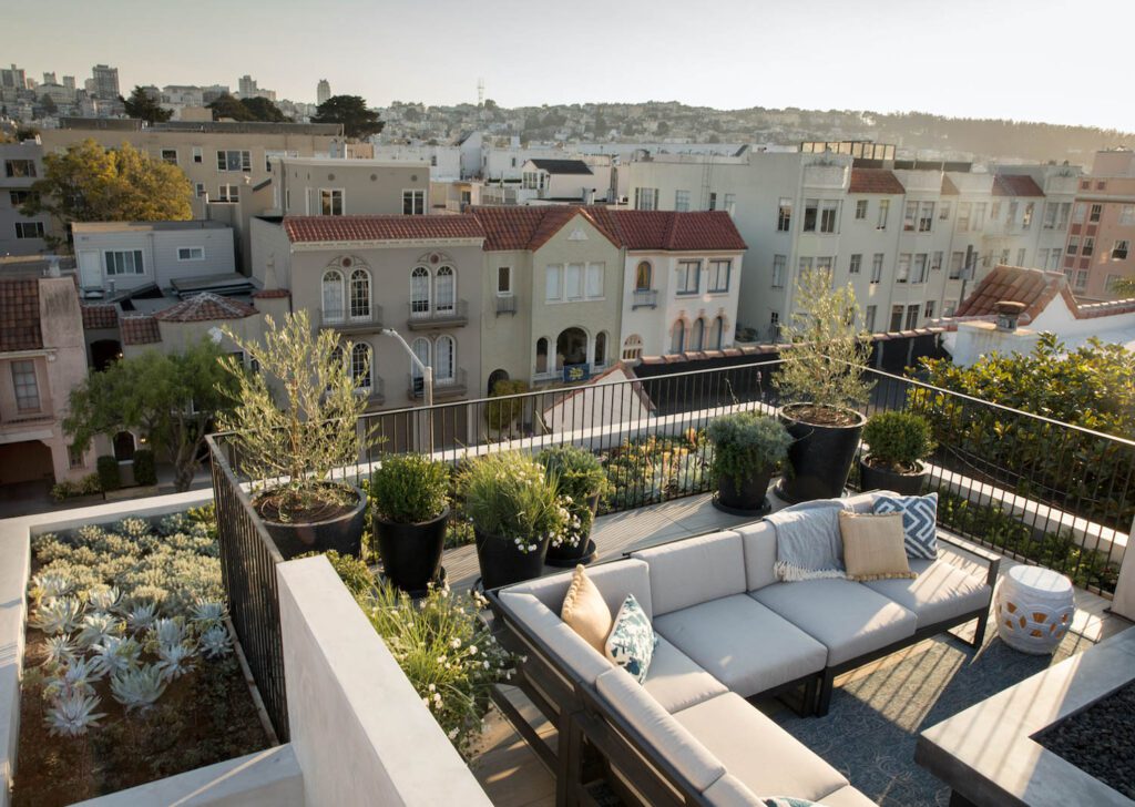 The roof hosts a wide mix of greens, including succulents and shrubs.