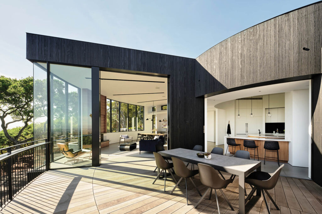 an uncovered patio opens from an airy kitchen