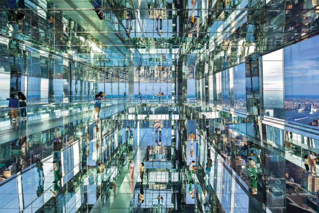 inside the mirrored reflection in Summit One Vanderbilt