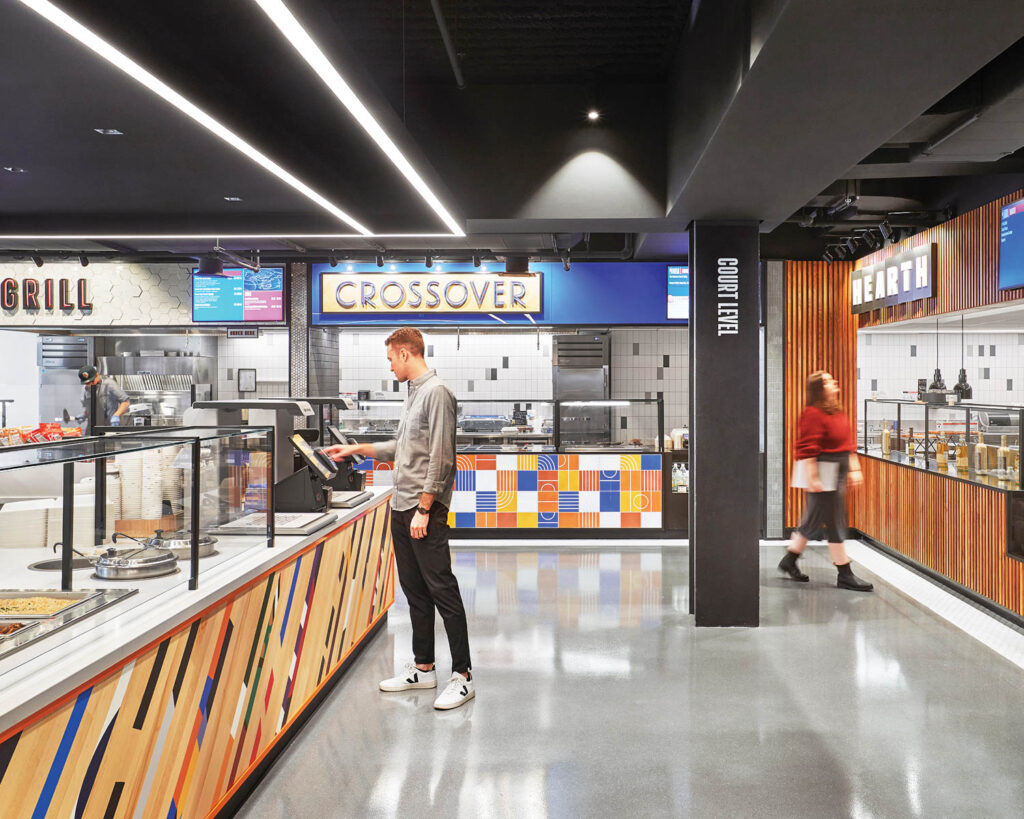 a man orders from Stern's Deli in the cafeteria of the NBA's Manhattan headquarters