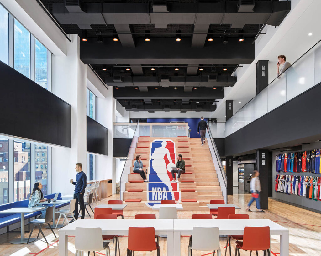 Behind the Design of the Arenalike Cafeteria at NBA Headquarters