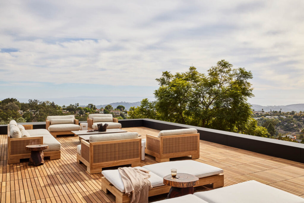 a roof deck with views of Southern California