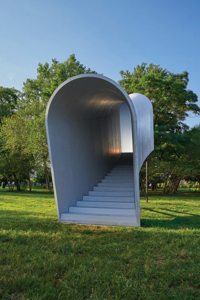 a tunnellike installation in a field