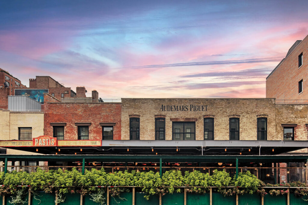 a 19th century building in the Meatpacking District with handpainted Audemars Piguet sign