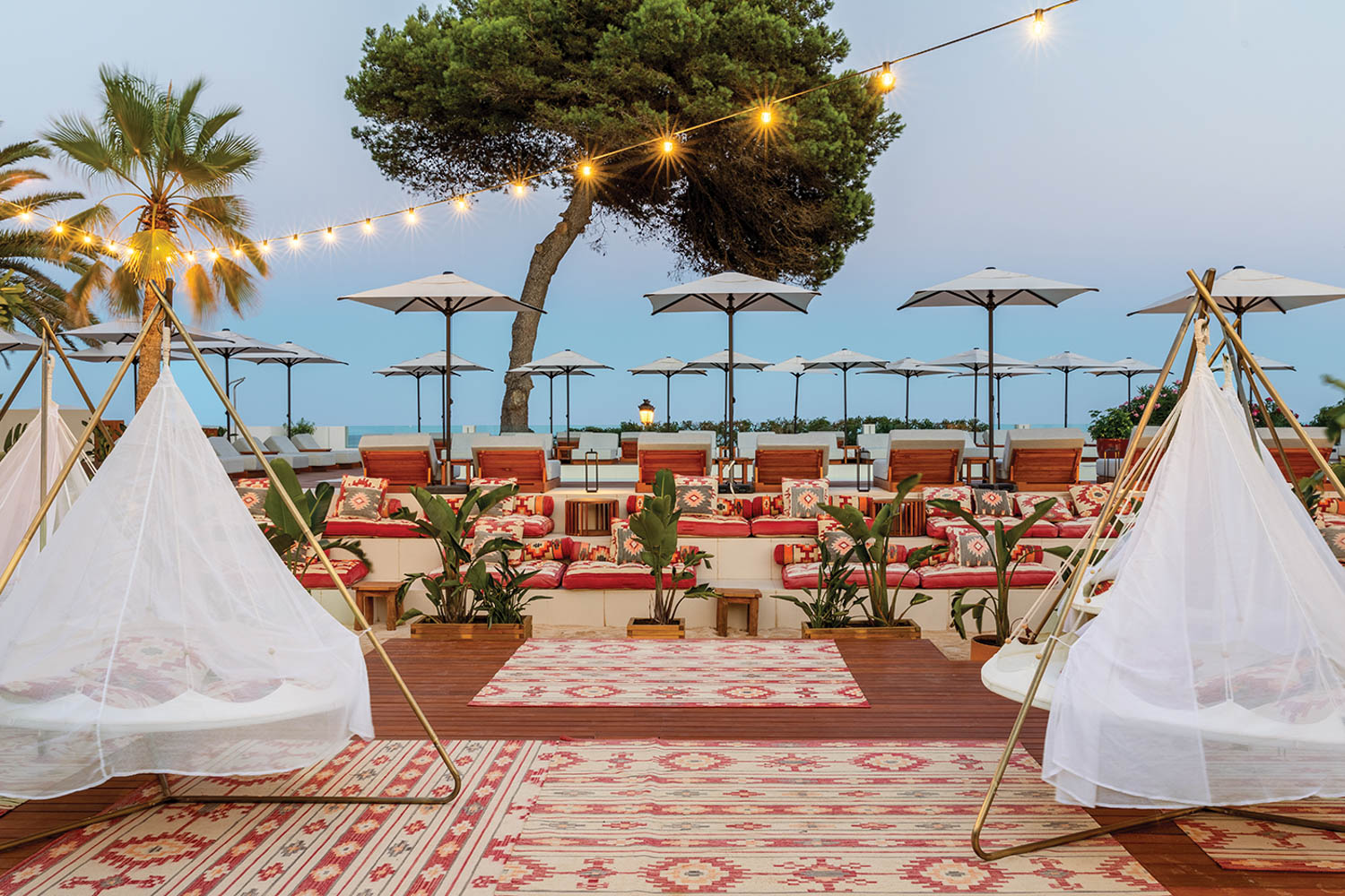 the terrace of Hotel Riomar, a beachfront hotel