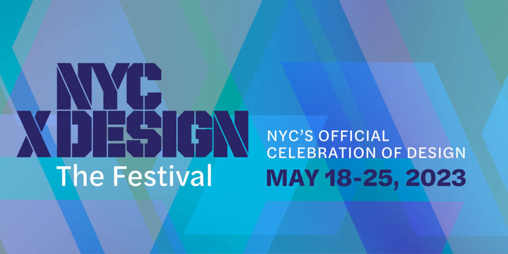 NYCxDESIGN festival logo on a blue background