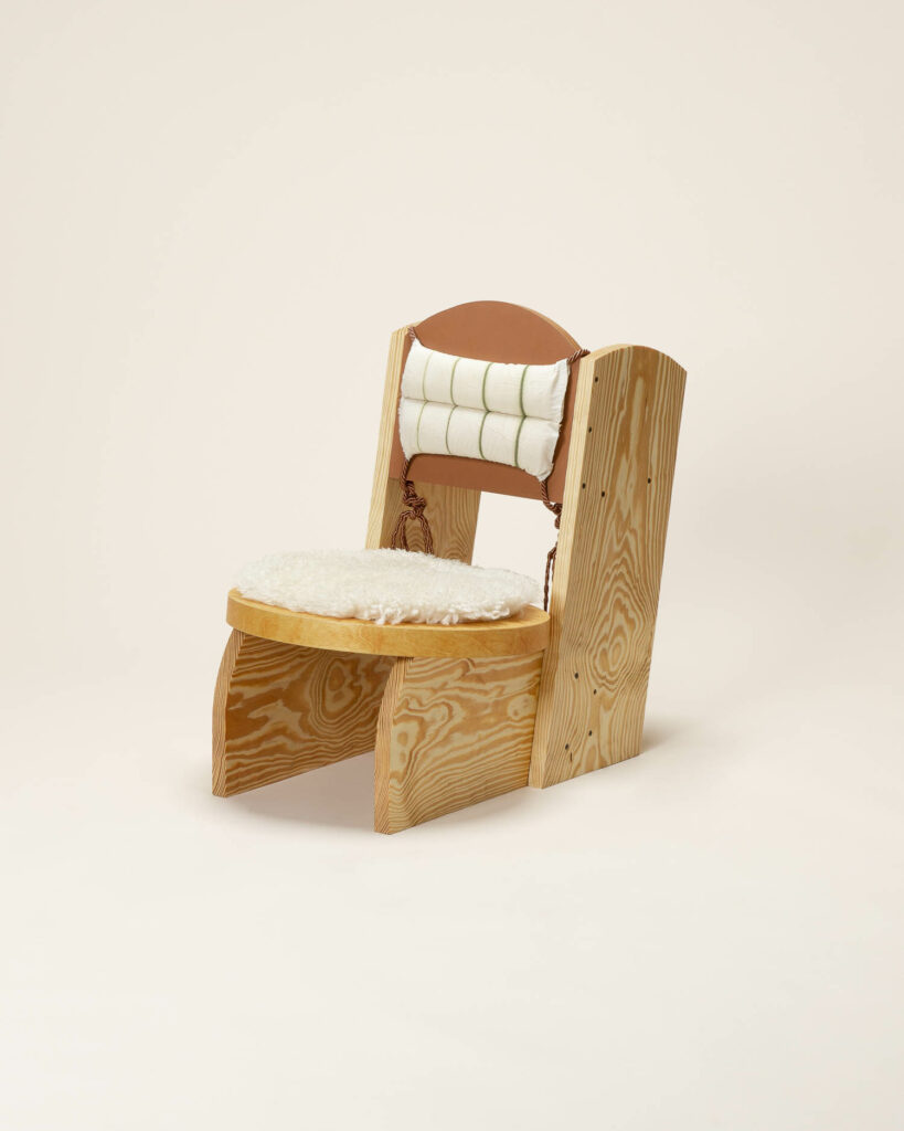 the Slipper chair made of pine and padding by Sarah Burns