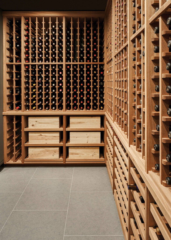 an earthquake-resistant, 1,800-bottle wine cellar