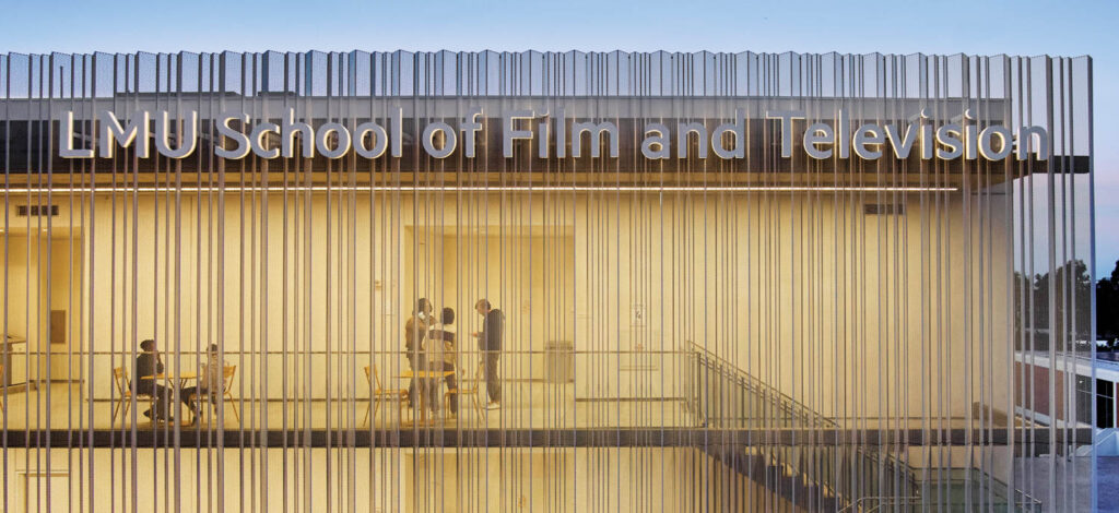 the exterior of Loyola Marymount University's School of Film and Television Undergraduate Building