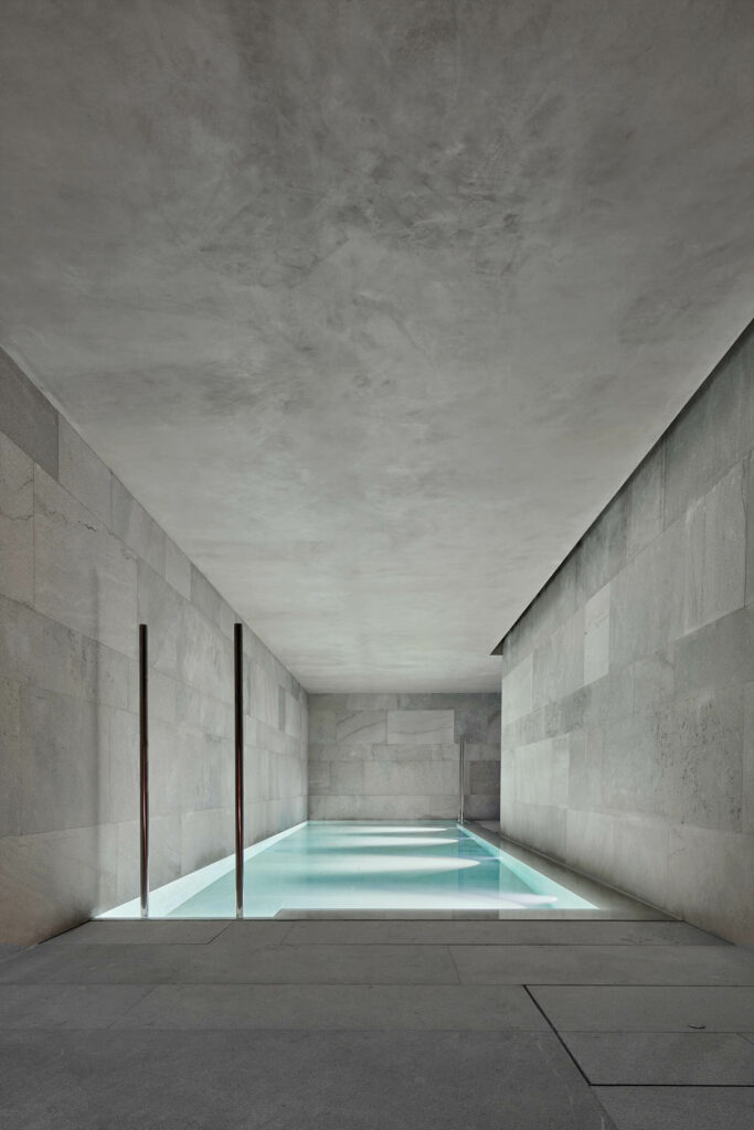 an indoor pool at a penthouse apartment