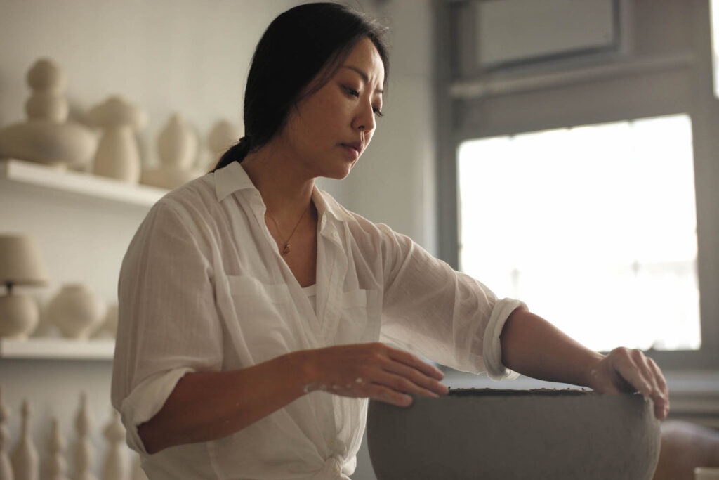 Jane Yang D’Haene in her Industry City, Brooklyn studio