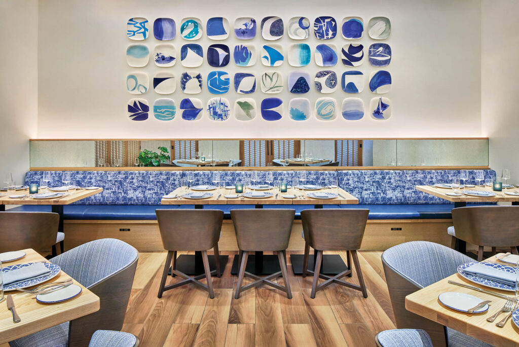 Olivia Barry's ceramic installation at the Swan, an Orlando, Florida restaurant